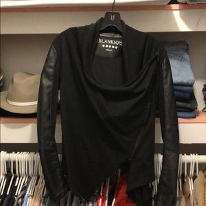 Blank NYC cloth and faux leather drape jacket